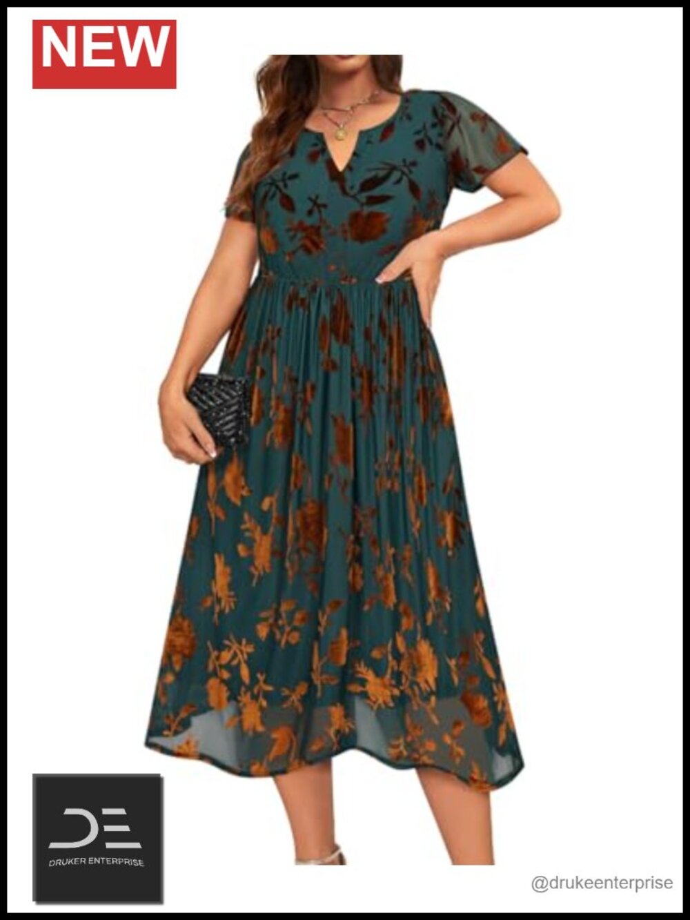 Plus Size Velvet Cocktail Party Dress Short Sleeve V-Neck Formal A-Line